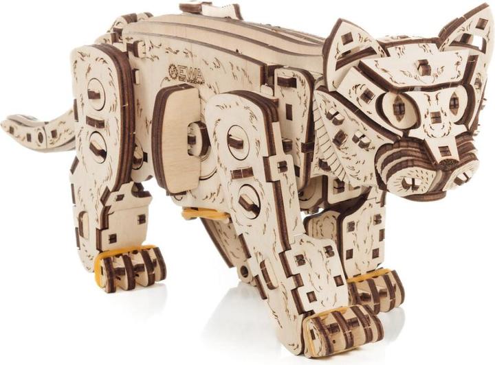 Actual product image Eco Wood Art Mechanical 3D wooden-puzzle - Kitten (natural wood)