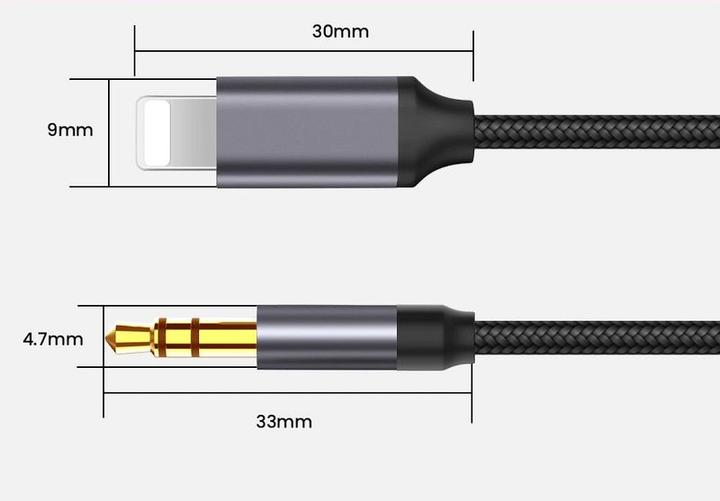 Immagine prodotto Hermex Adattatore audio da Lightning a 3,5 mm Adattatore jack da Lightning a 3,5 mm (1 m, Connettore da 3,5 mm (AUX))