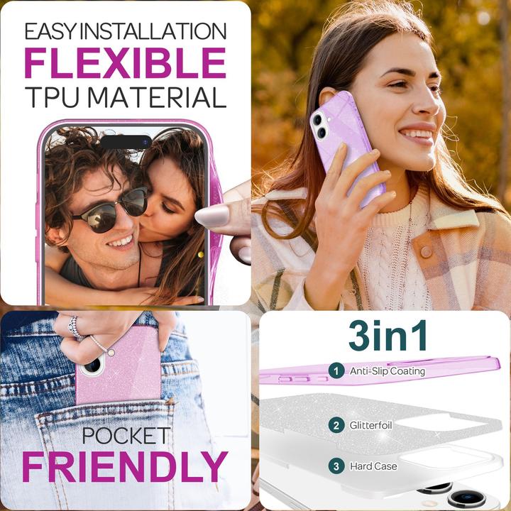 Produktbild Nalia Glitzer Hybrid Hülle (Apple iPhone 16)