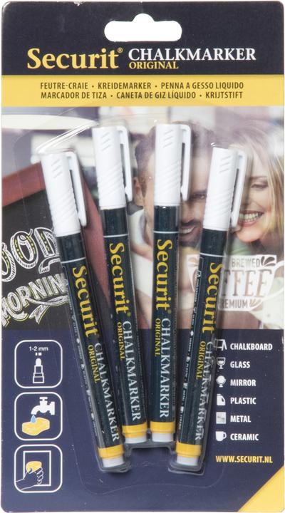 Securit Chalk Marker (Weiss, 1 mm, 4 x)