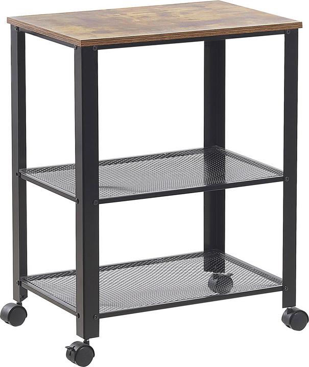Actual product image Beliani Serving trolley metal black / dark wood shade 3 shelves BOLZANO