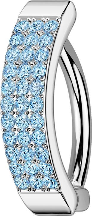 Immagine prodotto Star Piercing Scudo a forma di banana con cerniera in argento, tre file di cristalli color acqua (Ottone, Acciaio chirurgico 316L)