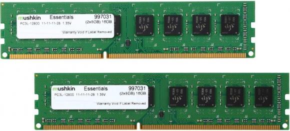 Image du produit Mushkin Essentiels 997031 (2 x 8GB, 1600 MHz, RAM DDR3, DIMM)