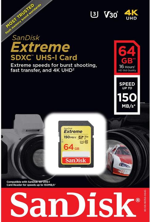 Immagine prodotto SanDisk SDXC estremo (64 GB, SDXC, U3, UHS-I)