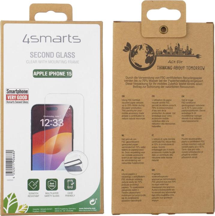 Produktbild 4smarts Second Glass (1 Stück, Apple iPhone 15)