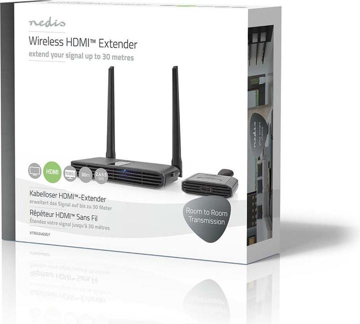 Immagine prodotto Nedis Wireless HDMI ™ Trasmettitore | WLAN | 2400-5000 MHz | 30,0 m (linea di vista) | Risoluzione (30 m, HDCP)