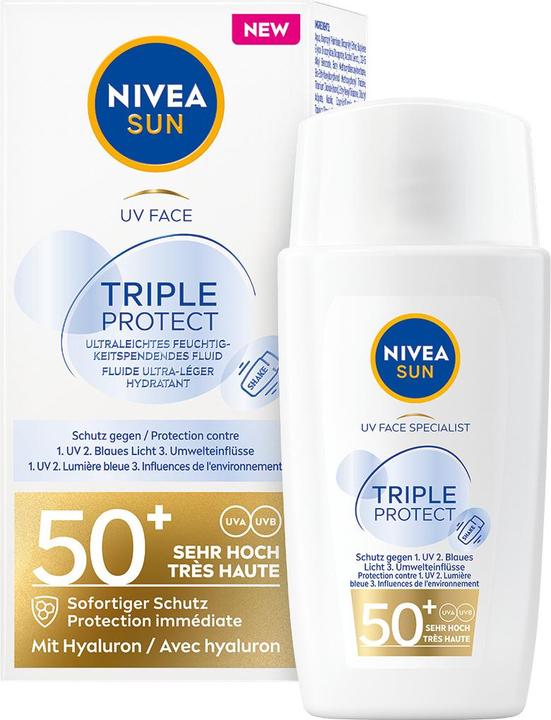 Actual product image NIVEA Sun UV Face Triple Protect FPS50+ (Sun cream face, SPF 50, 40 ml, 62 g)