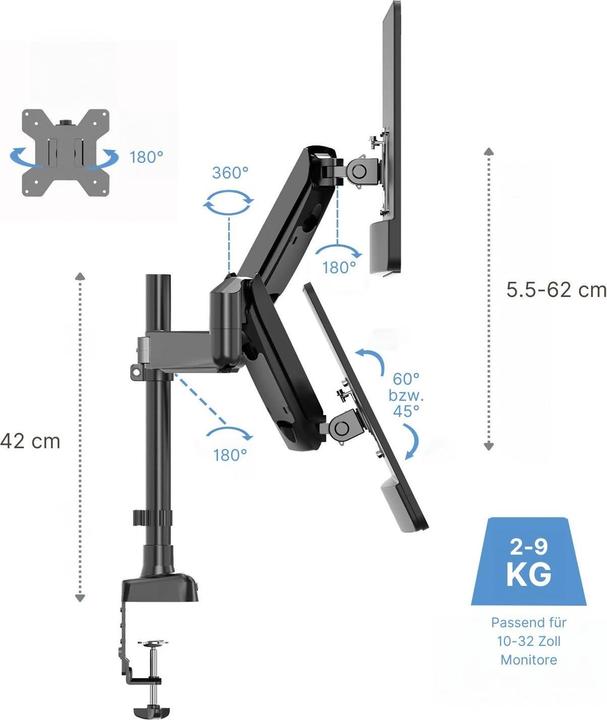 Produktbild Hermex Monitorarm 2 Monitore (Tisch, 32.01")