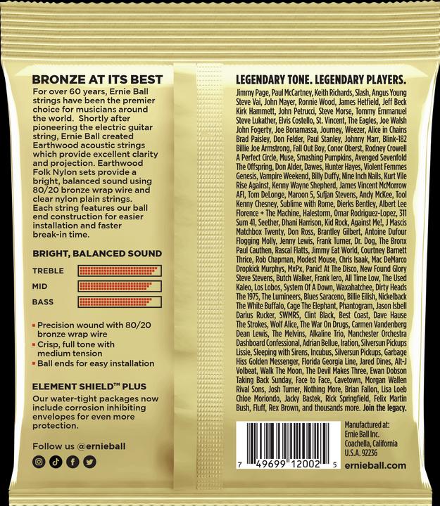 Valori nutrizionali e ingredienti Ernie Ball Earthwood Bronzo medio (.013-.056) (6 x, Chitarra, 0.06")