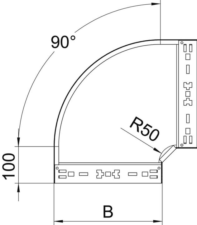 Produktbild OBO Bettermann OBO RBM 90 820 FS Bogen 90Â° mit Schnellverbindung 85x200 Sta