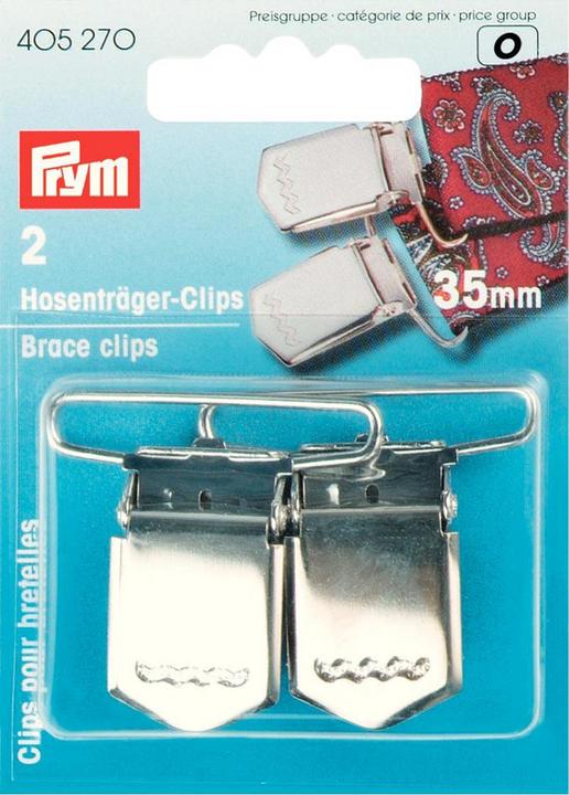 Produktbild Prym Hosenträger-Clips, silber 35 mm, Karte 2 Stk., Stahl