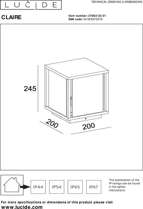 Actual product image Lucide Claire (E27, IP54)