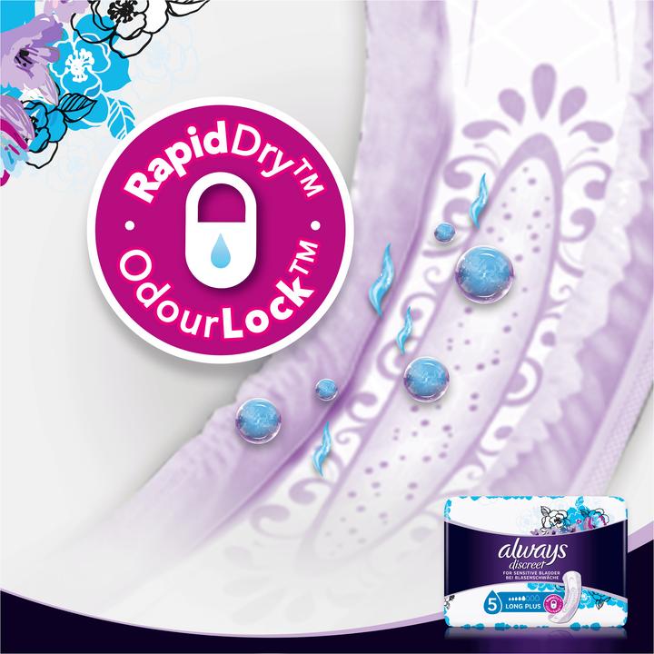 Actual product image Always Discreet Incontinence Pads Plus Long Plus (8 x, Large)