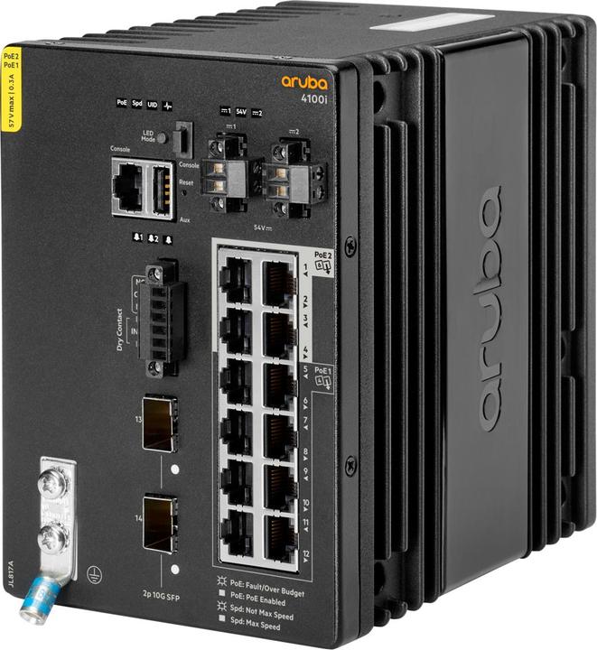 Actual product image HPE E Aruba 4100i Switch 8 Port PoE and 4 Port PoE, 2 SFP+, Layer 2, Web GUI, CL (12 Ports)