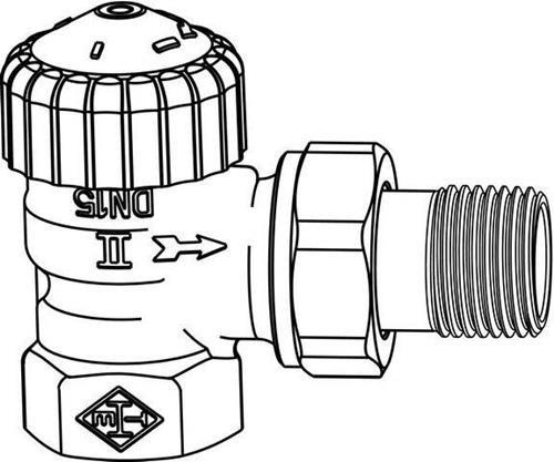 Productafbeelding Heimeier Thermostaat onderste deel V-exact II hoek 1/2" 3711-02.000 voorinstelbaar