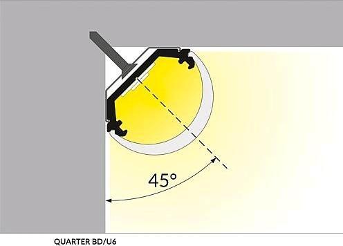 Actual product image EGB F2002620 Aluminium corner profile set 45B17,5x17,5mm, L2000mm for Stripes max B10mm, round cover o
