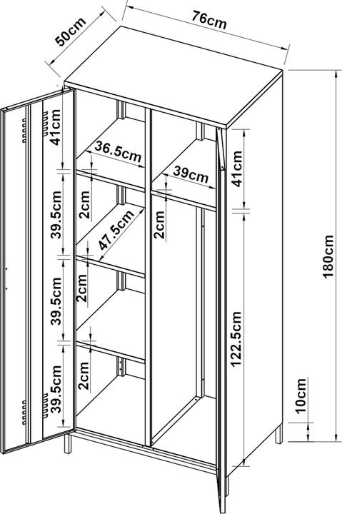 Actual product image En.Casa Pyhtää (76 x 50 x 180 cm)