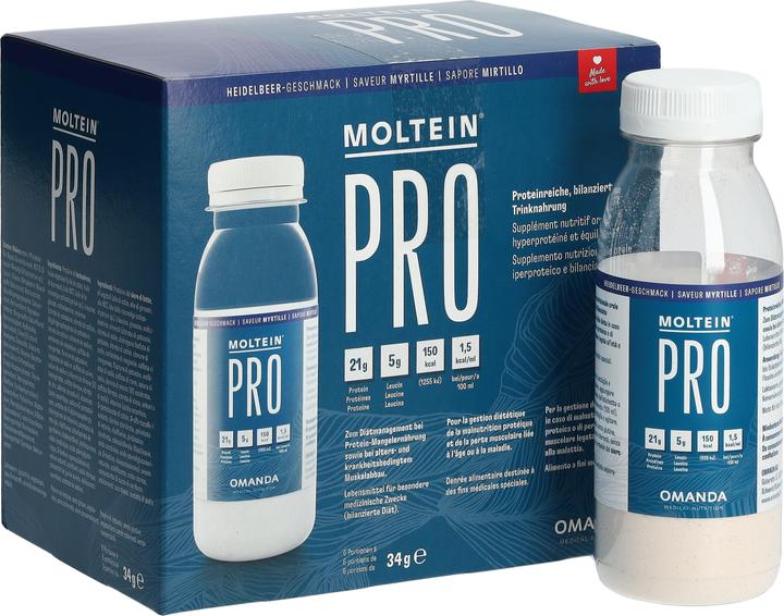 Produktbild Moltein PRO 1.5 Heidelbeeren, 6 x 34 g (Heidelbeere, 6 x)