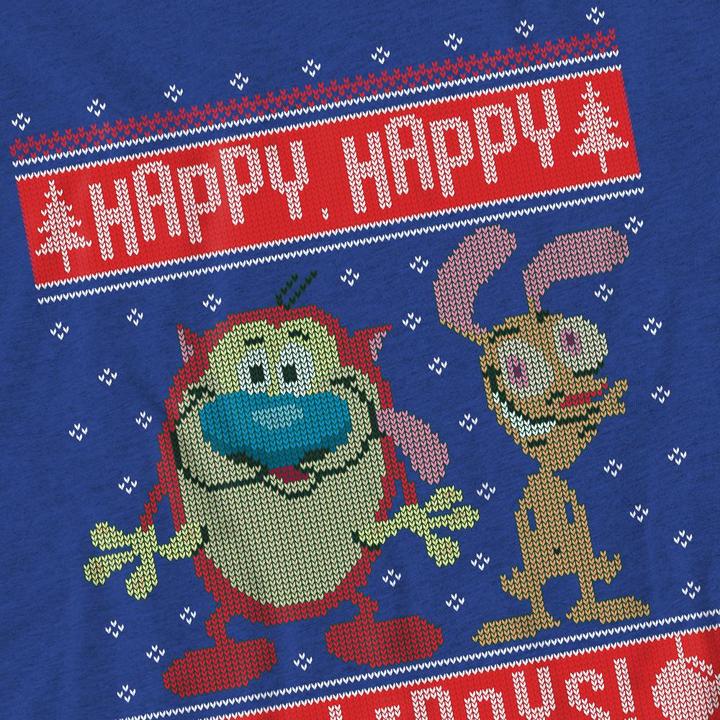 Immagine prodotto Ren & Stimpy Happy, Happy Holidays Maglietta Maglione di Natale Adulto Unisex (3XL)