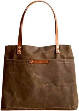 Only-Bags.Store Tote media in tela cerata - Tote impermeabile - Borsa Simply Tote - marrone