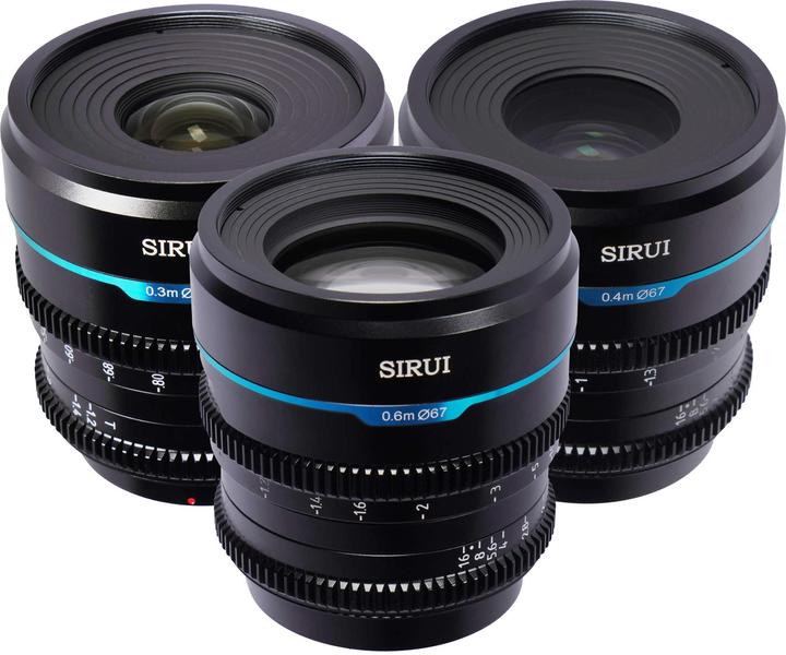 Productafbeelding Sirui MS-3SMB Night Walker 24+35+55mm T1.2 S35 Cine Lensset met transportkoffer (MFT-vatting, zwart) (Micro Vier Derde, APS-C / DX)