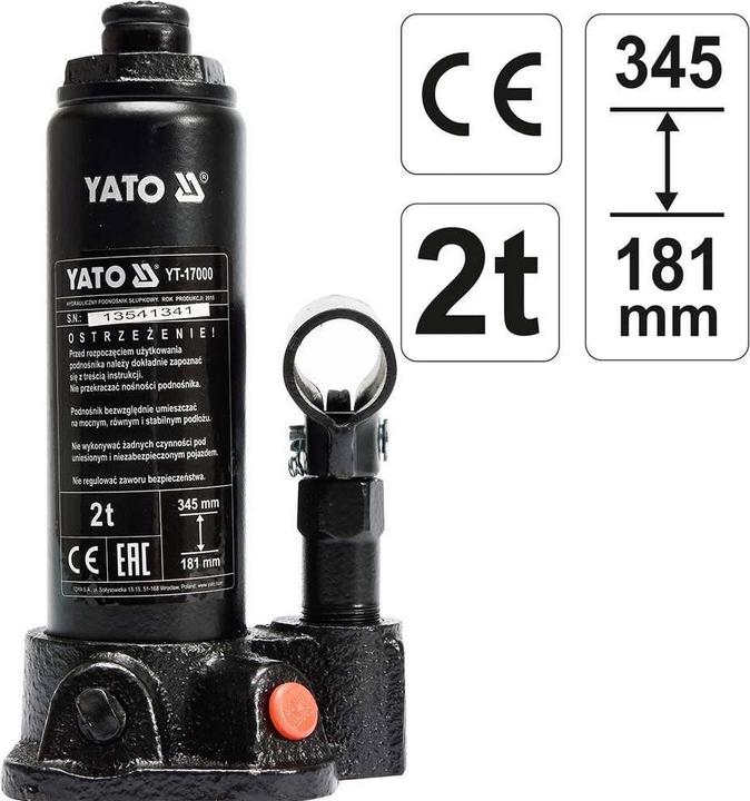 Actual product image Yato Professional hydraulic ram jack YT-17000 up to 2 tons