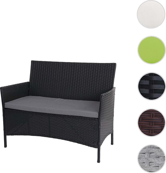 Image du produit Swisshandel24 Banc de jardin en poly rotin Halden, Banc - anthracite, coussins anthracite