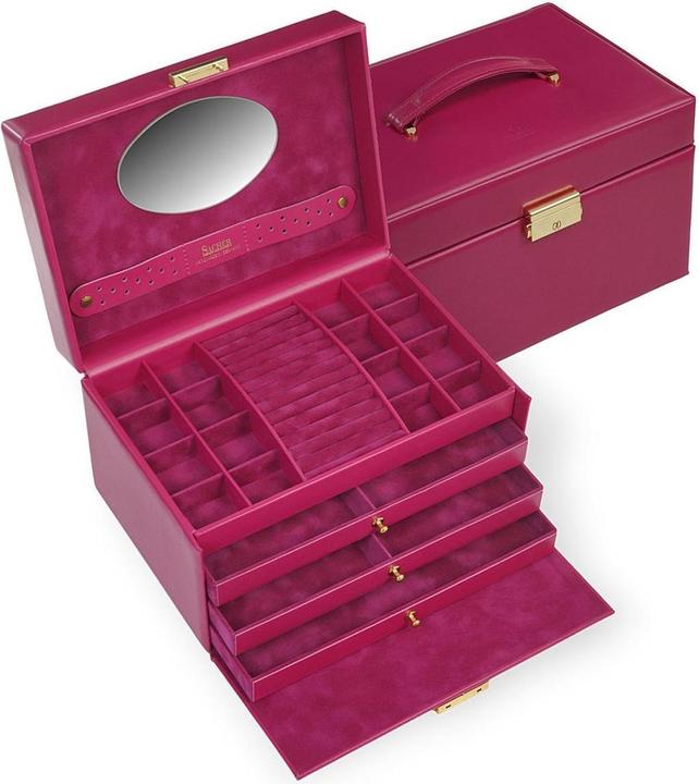 Sacher 74.519.560707 - Boîte à bijoux Karen colisimo rose cuir pleine fleur