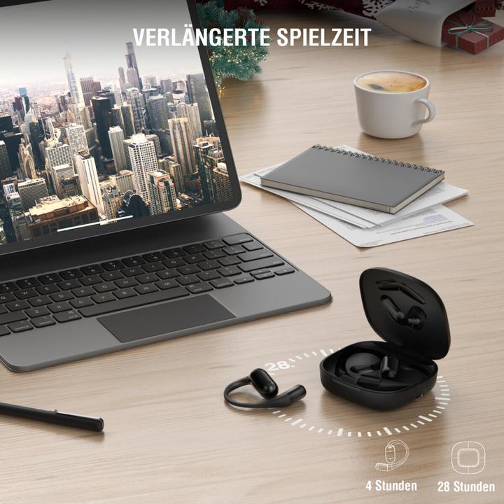 Productafbeelding 4smarts Open-Ear Bluetooth Kopfhörer SkyBuds AI Screen, Schwarz (28 h, Draadloze)