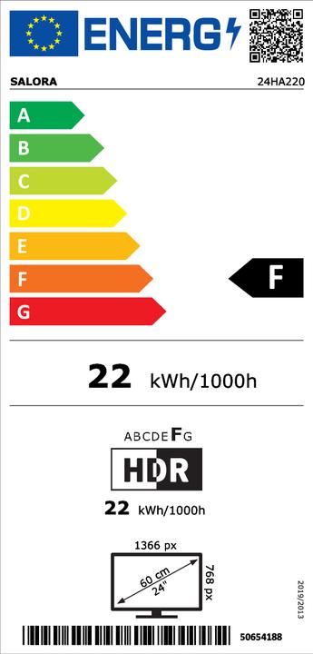 Energy Label Salora 220 series - 24 smart (24", LED, HD ready)