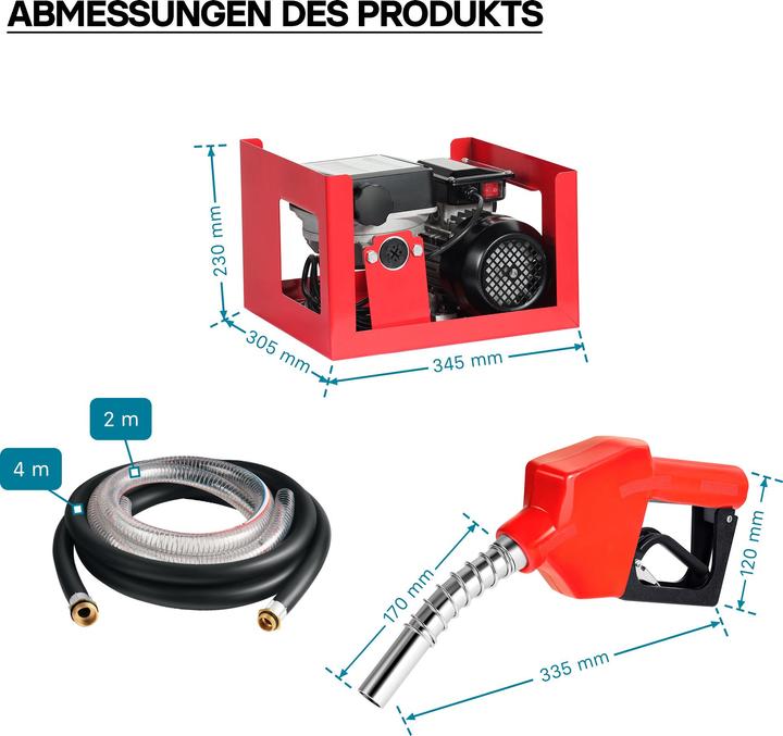 Produktbild Wiltec Heizöl- und Dieselpumpe 230V/750W 80l/min selbstansaugend Pumpe Pistole