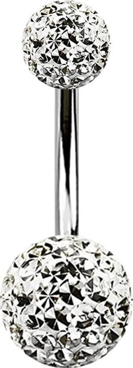 Produktbild Star Piercing Banane silber mit zwei Kristall Kugeln silber Epoxy Schutzschicht (Titan G23, ohne Messing)