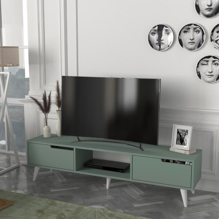Produktbild En.Casa Fernsehschrank Kullila 160x35x40 cm Grün/Weiss (160 x 35 x 40 cm)