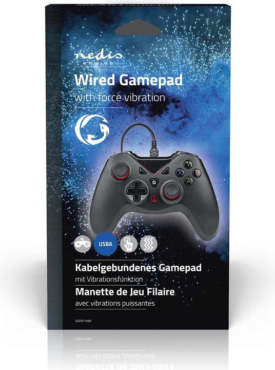 Actual product image Nedis Gamepad | USB Type-A | Power supply via USB | PC | Number of buttons: 12 | Cable length: 1.60 m (PC)