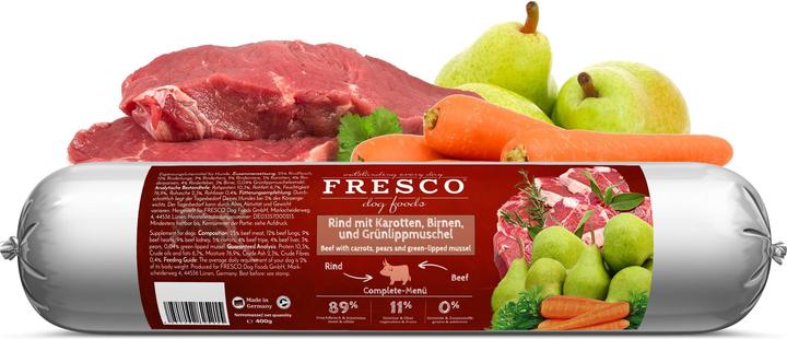 Produktbild Fresco Nassfutter BARF Rind mit Karotten, 400 g (Adult, Junior, Senior, 1 Stk., 422 g)