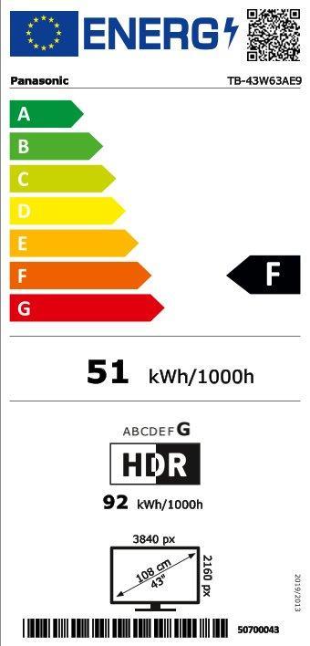 Energie-Label Panasonic TB-43W63AE9 Ultra HD HDR LED-TV 43 (108 cm) TIVO (43", LCD, 4K)
