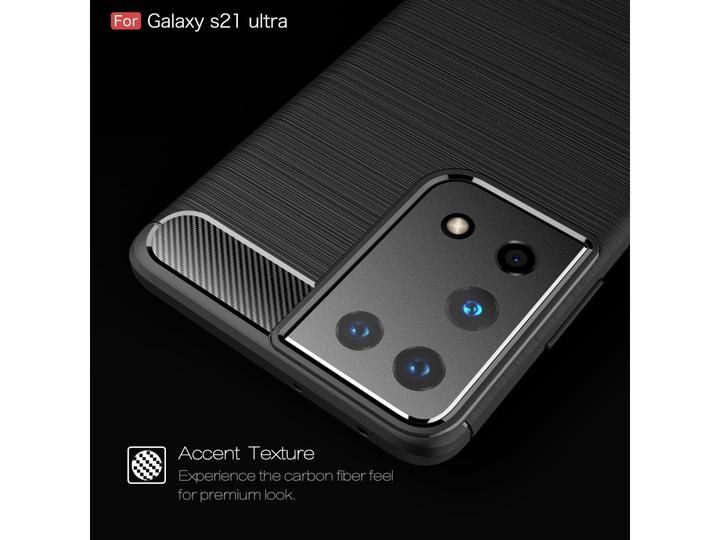 Actual product image Screenguard Samsung Galaxy S21 Ultra Cover Carbon Brushed Soft TPU (Samsung Galaxy S21 Ultra)