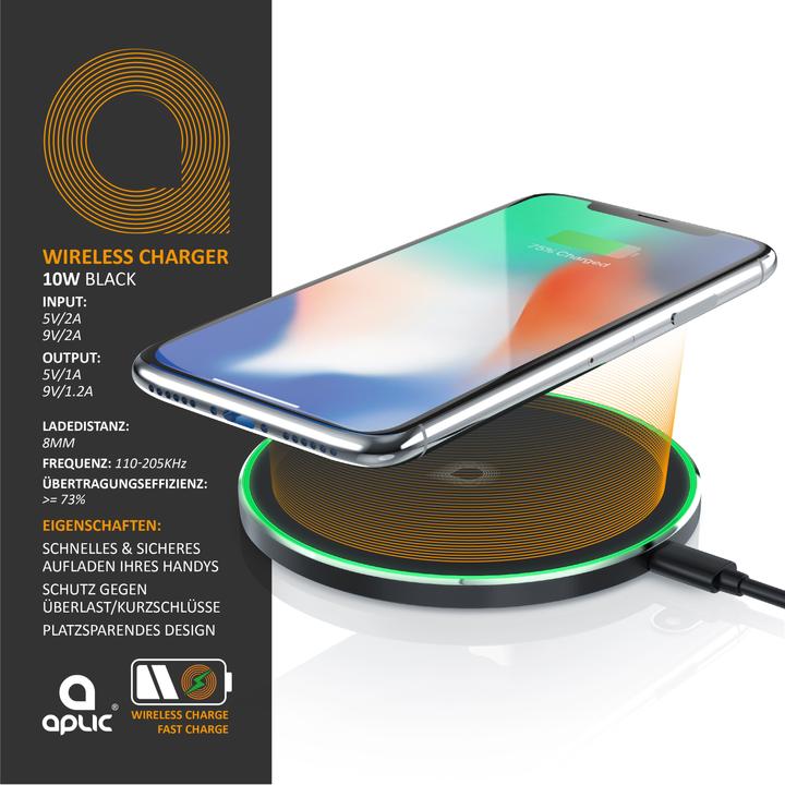 Produktbild Aplic USB Ladegerät QC 3.0 + Wireless Qi Charger (10 W)