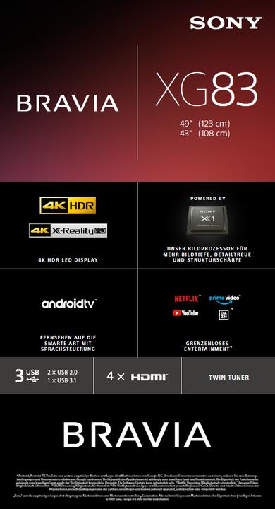 Produktbild Sony KD49XG8305 (49", LCD, 4K, 2019)