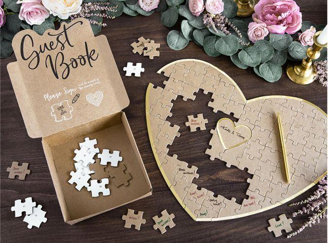 Actual product image Partydeco Party accessory guest book heart puzzle 45 x 35.5 cm, Brown