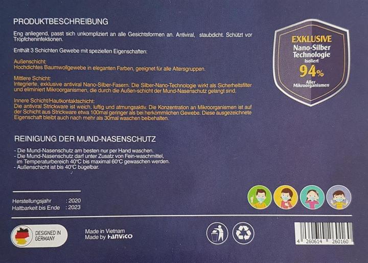 Actual product image Hanvico Face mask nano 2pcs 3-layer (2 x)