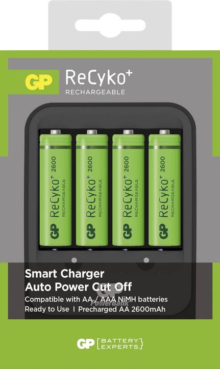 Immagine prodotto GP Batteries ReCyko+ PB570 Smart Charger (4 pz., AA, AAA, 2600 mAh, Batteria + Caricabatterie)