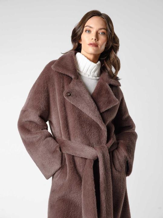 Image du produit Furnari Manteau en éco-molleton lisse avec col rabattu, couleur chaude Coffee Liqueur (42,44,46,50) (42, 44, 46, 48)