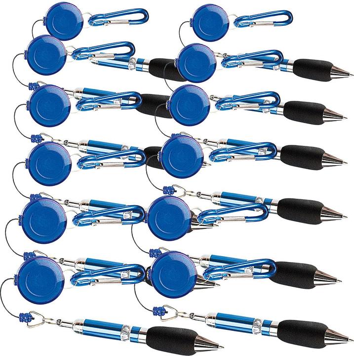 Produktbild Pearl 12er-Set Pen-Rewinder mit Karabiner (Blau, Schwarz, 12 x)