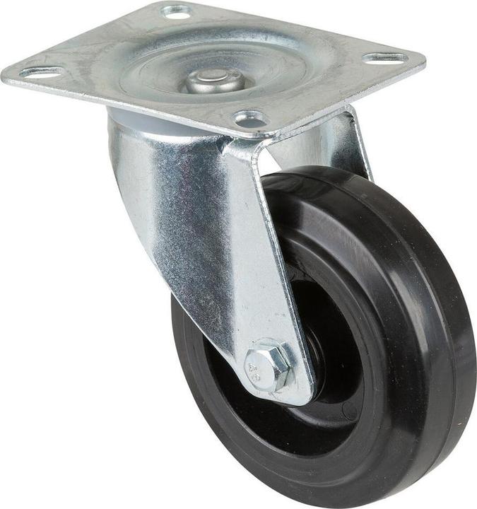 Produktbild BS Rollen Lenkrolle Rad-Ø 100 mm Tragfähigkeit 140 kg Vollgummi Platte L104xB80 mm