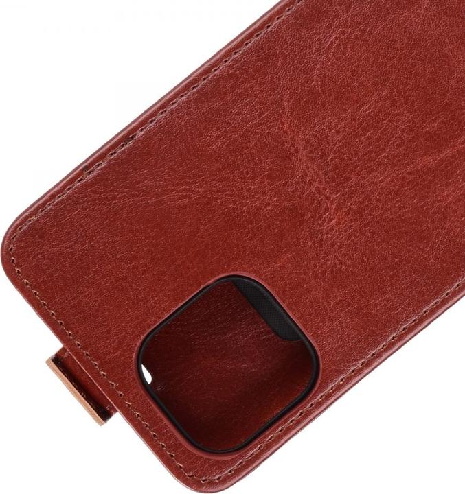 Produktbild Screenguard iPhone 12 Pro Leder Hülle Ledertasche aufklappbar nach unten (Apple iPhone 12 Pro)