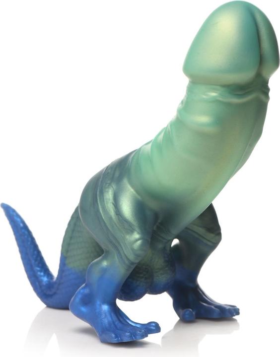 Creature Cocks XR Brands - Jurassic Cock Dinosaur Dildo - Green & Blue