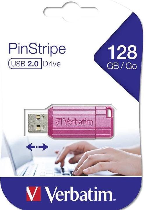 Actual product image Verbatim USB DRIVE 2.0 PINSTRIPE 128GB STORE?N?GO HOT PINK (128 GB, USB-A)