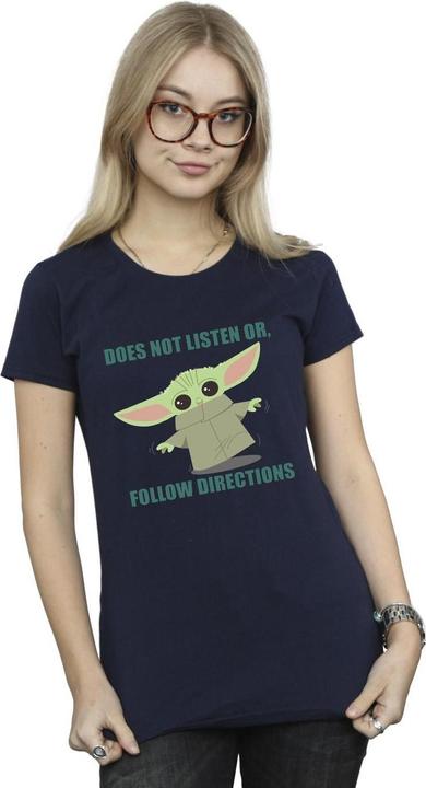 Actual product image Star Wars Womens/Ladies The Mandalorian Grogu Does Not Listen Cotton T-Shirt (L)