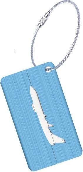 Image du produit JTI Étiquette à bagage en aluminium avec motif d'avion - Bleu (Cadenas + étiquette pour bagage)